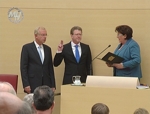 Landtagspräsidentin Barbara Stamm vereidigt Dr. Marcel Huber als Leiter der Bayerischen Staatskanzlei